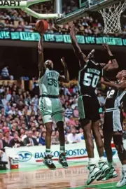 Reggie Lewis Boston Celtics shoots the ball v San Antonio Spurs ci- Old Photo