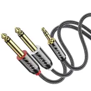 3.5Mm 1/8 Inch TRS Male to Dual 6.35Mm 1/4 Inch TS Male Mono Stereo