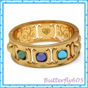 Brighton Amalia Brushed Gold Green Blue Purple Bangle Bracelet NWT $84