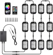 LED Rock Lights for Trucks 12 Pods,RGB LED Rock Lights Kit with App Remote Mode,Multicolor Lights Underglow fo Voice