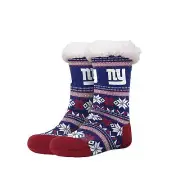 FOCO NFL New York Giants Fair Isle Footy Slippers Non-Skid Bottom