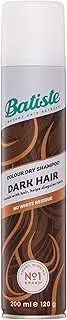 Batiste Dark Dry Shampoo 200mL - Seamlessly Blend Roots for Dark Hair, No White Residue, Instantly Refreshes & Adds Volume, Infused with Cacao Extract - Ideal for Quick Hair Refresh & All Hair Types