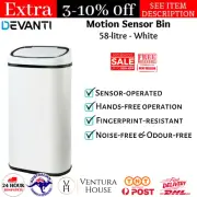Devanti 58L Motion Sensor Bin Rubbish Waste Automatic Trash Kitchen Office White