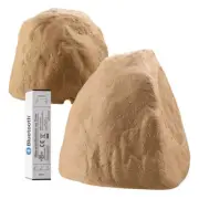 8" Bluetooth 5.0 Outdoor Rock Speaker Pair, Weather Resistant, Brown