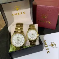 在飛比找蝦皮購物優惠-AOLIX 情侶對錶 情人節禮物 晶鑽日期白面 男錶 女錶 