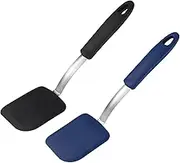 2Pcs Silicone Cookie Spatula Turner,No Scratch Mini Brownie Spatula,Heat Resistant Silicone Spatula for Cooking Frying,Nonstick Flipper Baking Utensil for Egg Pancake