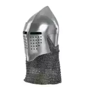 VIKING ANCIENT VETERAN HELMET WITH CHAINMAIL CURTAIN AND OPENABLE FACE WISER.