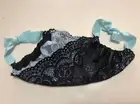 Washable Reusable Lace Face Mask Cover in Black with Blue