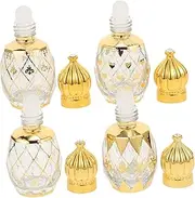 MAGICLULU 4pcs Roller Perfume Sample Bottles Glass Refillable Essential Oil Bottles