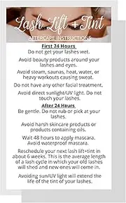 Lash Lift + Tint Aftercare Instruction Cards | 50 Pack | 2 x 3.5” inches Business Card Single Side | Eyelash Lift and Tint Kit at Home DIY aftercare Supplies | White with Lash Photo Design