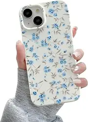 QLTYPRI for iPhone 7/8/SE 2020/SE 2022 5G Case, Cute Pink Floral Flower Pattern Aesthetic Phone Case, Raised Camera Protection Soft Slim TPU Shockproof Protective Phone Cover for Girls Women - Blue