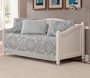 Fancy Collection 5pc Day Bed Cover Modern Reversible Grey New (Floral Grey)