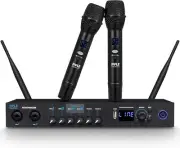 Pyle UHF 2 Channel Wireless Handheld Microphone - Portable Digital Audio (Black)