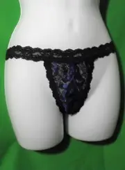 HANKY PANKY 9Q1304 AFTER MIDNIGHT PLUMAGE OPEN CROTCH LACE G-STRING PANTY P-S