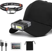 XLENTGEN LED Clip-on Cap Lights USB Rechargeable Hands Free Hat Light with Motion Sensor, 175° Adjustable Head Lamp IPX6 Waterproof Headlamp Flashlight for Baseball Caps, Camping, Fishing