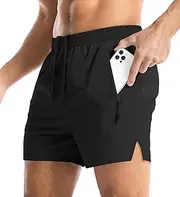 [Aolesy] Men's Gym Shorts Linerless & Liner - 5" Quick Dry Workout Running Shorts with Zip Pockets Sports Athletic Shorts