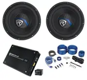 (2) Rockville K5 W12K5S2 12" 1400w 2 Ohm Car Subwoofers+Mono Amplifier+Amp Kit