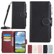 Leather Crossbody Wallet ZipperCase+Strap For Google Pixel 9A/9Pro XL/9Pro/9/8/7