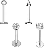 [FRUROSE] G23 Titanium Body Piercing Jewelry Set,16G Labret Studs, Circular Barbells & Curved Barbells with CZ, 3mm Balls &Cone,10mm Gauge and Spikes for Ear, Lip, Nose, and Navel Piercings – Hypoallergenic &