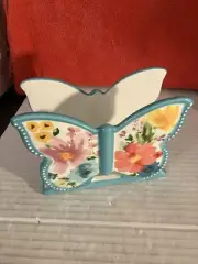 The Pioneer Woman Ceramic Stoneware Butterfly Country Napkin Holder Flowers. DWK