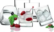 Luigi Bormioli Strauss - Set of 6 Double Old Fashion Glasses - Elegant Square Crystal 11.72 Oz. Drinking Glass, for Cocktails, Whisky, Juice, DOF - Made in Italy.