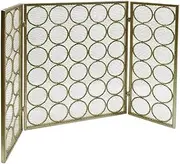 Fireplace Screen Guard, Fantastic Fire Guard for Electric Fireplace Space Heater， Gold Large 3-Panel Fireplace Screen Folding Wood Burner Door， 30in H