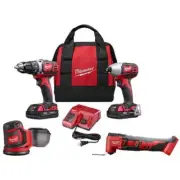 Milwaukee Drill,Impact Driver,Multi-Tool, Sander Combo Kit 18V Li-Ion Cordless