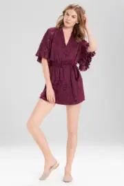 NEW JOSIE BY NATORI PLUM MOONLIGHT WRAP ROBE SZ S SMALL