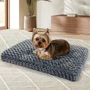 Pawz Pet Bed Dog Beds,8CM Soft Pet Bed Mat with Plush Velvet,Dog Crate Bed for Small Dog,Machine Washable Pet Bed Pad, Swirl Pattern Pet Mattress Mat,Warm Mattress Cushion for All Season Use,Grey