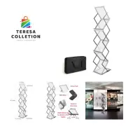Foldable Aluminum Magazine Rack, Portable Pop-up Display Stand, 6 Pockets, A4...