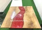 Square Acacia Wood Epoxy Resin Coffee Center Table Top Handmade Living Room Deco