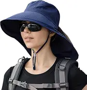 [velado] Sun Hat with Ponytail Hole, Women's Wide Brim UV Protection Bucket Hat with Neck Flap, Adjustable Sun Visor Hat for Summer Fishing Hiking Camping Garden Exercise