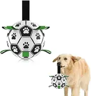 Dog Toys Soccer Ball with Grab Tabs, Interactive Dog Toys for Tug of War, Puppy Birthday Gifts, Dog Tug Toy, Dog Water Toy, Durable Dog Balls for Small & Medium Dogs 5.9 inches