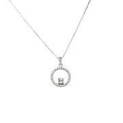 45cm Open Circle Pendant Necklace with Cubic Zirconia in Sterling Silver