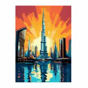 Burj Khalifa, Dubai-Pop Art Canvas Print