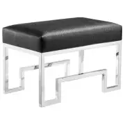 Pemberly Row 18" Stainless Steel Stool in Silver & Faux Black Gator