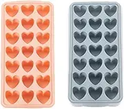 AIMALL 2PCS Heart-Shaped Silicone Ice Cube Tray - Food Grade Flexible Ice Mold for Creative Ice Blocks, 27x13x3 cm (10.63x5.12x1.18 Inches)