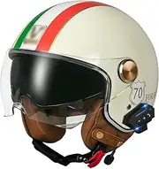 3/4 Helmet Motorcycle Helmet Quick Release Buckle Helmet Compact Lightweight Helmet with Bluetooth for Adult Men Women Street Riding Scooter - DOT/ECE Certified