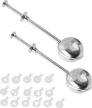 2 Pcs Flour Dusting Wand for Baking Kitchen,304 Stainless Steel Tea Strainer,Multi-Function Flour Sifter & Powdered Sugar Shaker Duster,Includes 16 Reusable Stencils for Baking and Powder Dusting