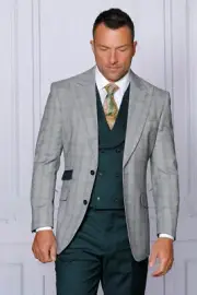 NWT 50L MENS SAGE 2 BUTTON 3PC COMPOSE SUIT DB VEST,MODERN FIT, 2 SIDE VENT