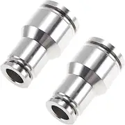 X AUTOHAUX Push to Connect Air Fittings 1/2" x5/16 Reducing Straight Air Line Quick Connector 304 Stainless Steel 2 Pcs Silver Tone