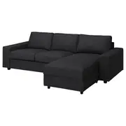 VIMLE 3-seat sofa-bed with chaise longue, with wide armrests/Hillared anthracite