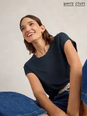 White Stuff Blue Rowan Linen 100% Linen Tank Top (F20616) | $90