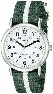 Timex Unisex Weekender Analog Nylon Slip-Thru Strap Watch Green