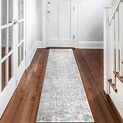 MELAJIA Carpet Runners for Hallways Non Slip Long 60x243cm Machine Washable Runner Rug Grey Soft Boho Kitchen Rugs Low Pile Hall Runners for Entryway Bedroom Laundry Room