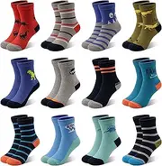 [SPTRAMLE] Kids Socks 12 Pairs Novelty Crazy Crew Socks for Toddler Boys Girls 1-7 Years Old Fun Mid Cut Socks Children Gift
