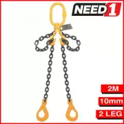 CHAIN SLING GR80 2 LEG 10MM X 2M WL.L 5500KG C/W SHORTENING HOOK & SAFETY HOOKS