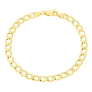 14K Yellow Gold 5.5mm Mens Cuban Link Curb Chain Bracelet Italian Made 8"