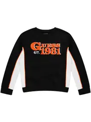 GUESS Black Orange Logo Active Top Size: 16, Cotton