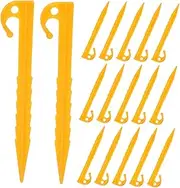 ifundom 20pcs Plastic Tent Stakes Beach Tent Pegs Canopy Stakes Windproof Ground Nails Sunshade Peg Ground Anchors for Camping Backpacking Gardening